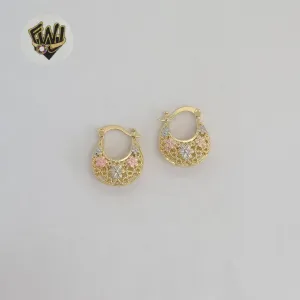 (1-2769-1) Gold Laminate - Three Tone Flower Hoops - BGO