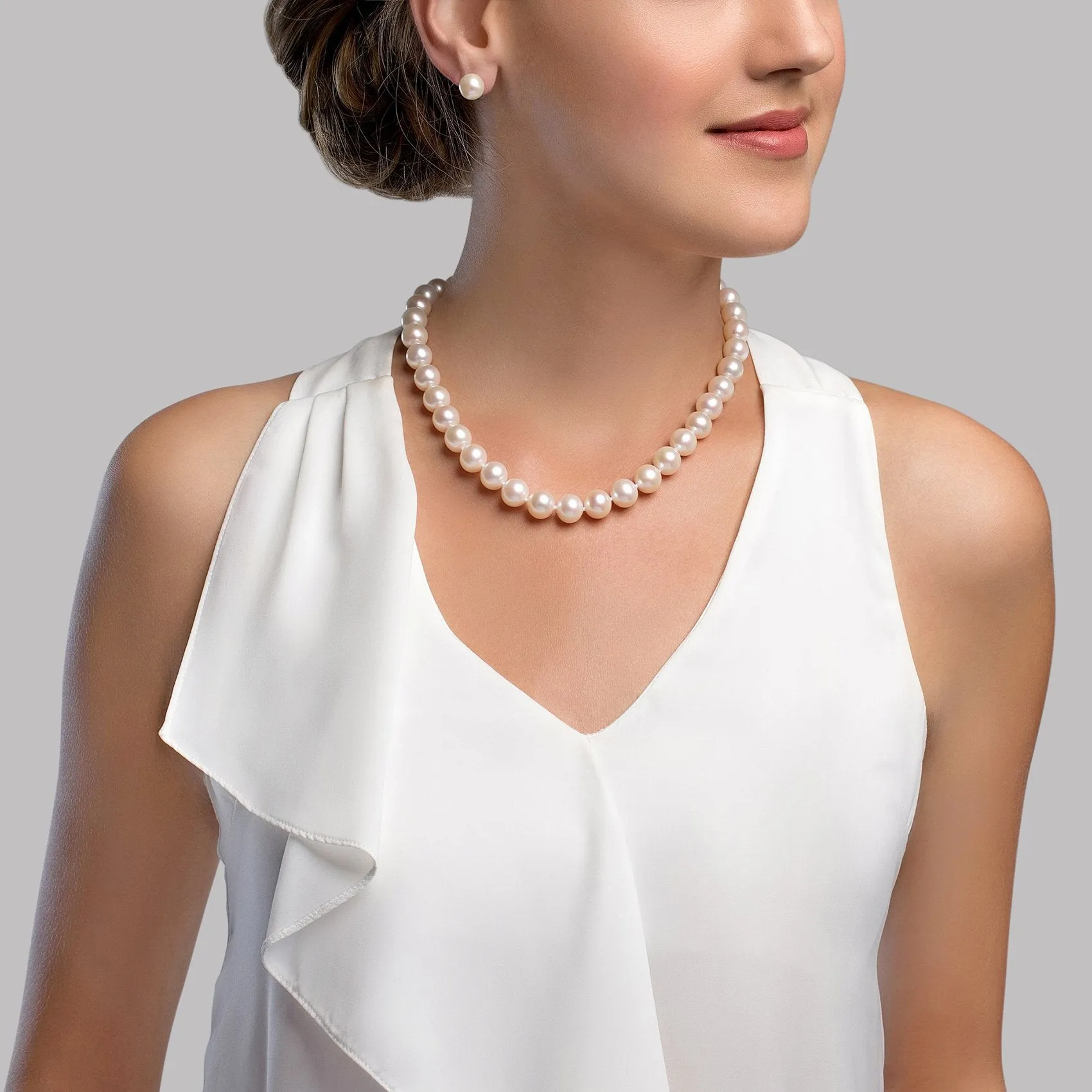 10.5-11.5mm White Freshwater Pearl Necklace - AAA Quality