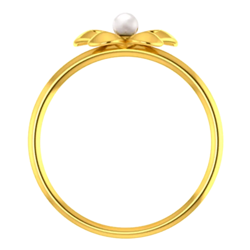 14k Gold Ring With Butterfly Wings And A Pearl In The Middle