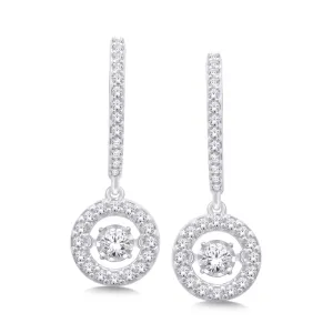 14K White Gold 1 Ct.Tw. Moving Diamond Earrings