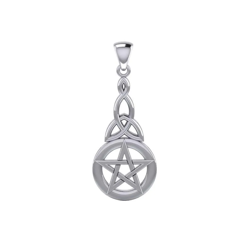 14K White Gold Pentagram Pentacle Pendant WTP1359