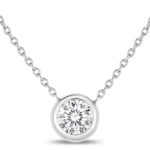 18K WHITE GOLD BEZEL SET DIAMOND NECKLACE.24 CARAT DIAMOND WEIGHT