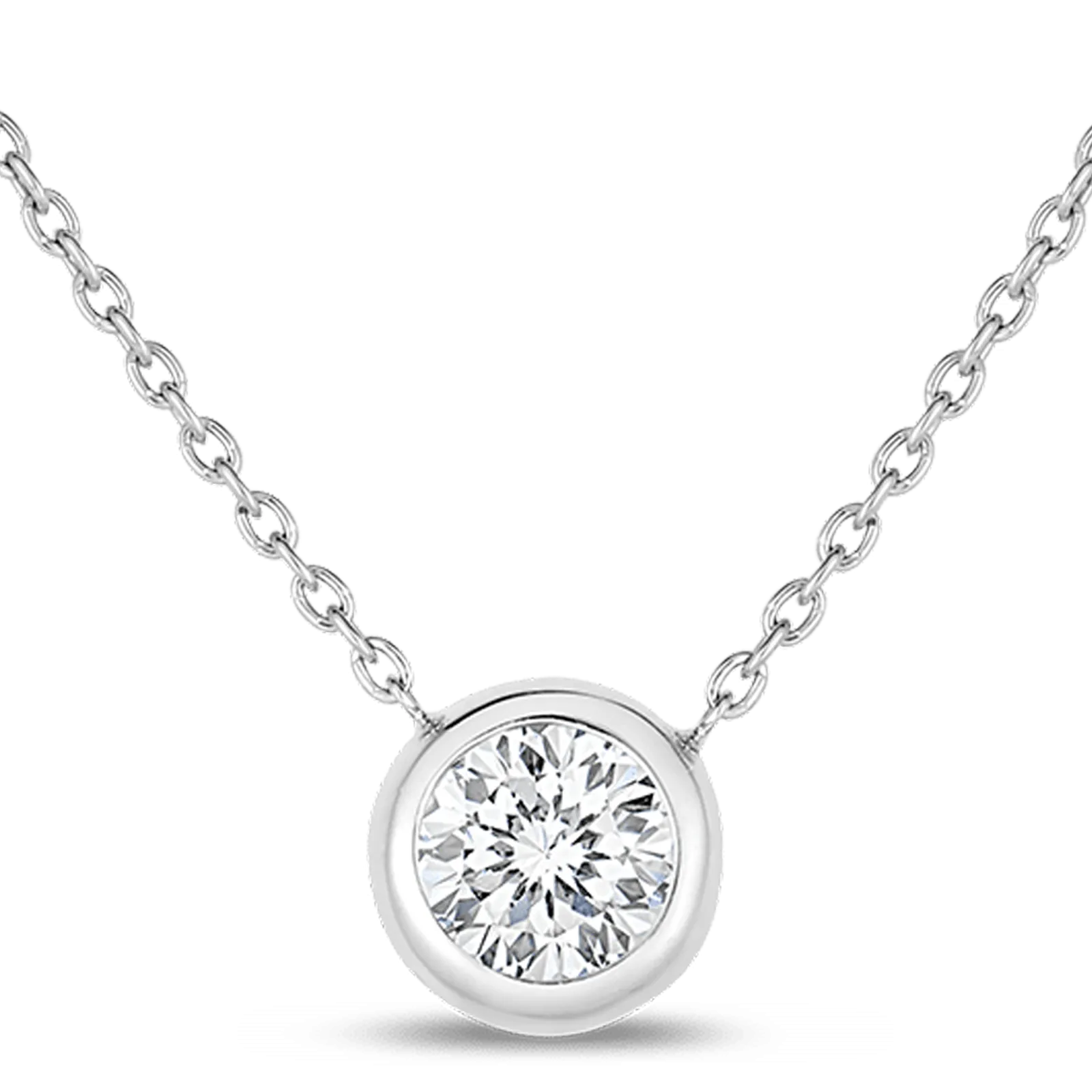 18K WHITE GOLD BEZEL SET DIAMOND NECKLACE.24 CARAT DIAMOND WEIGHT