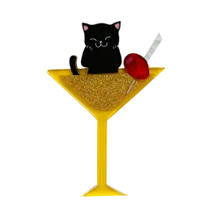 2021 Black Kitty Meowtini - Brooch