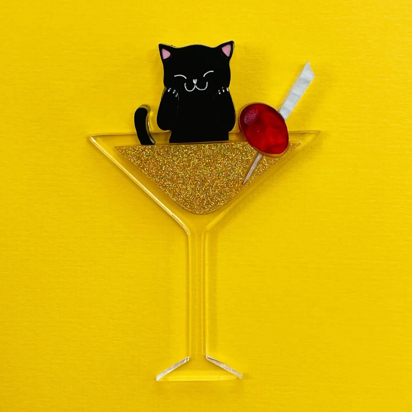 2021 Black Kitty Meowtini - Brooch