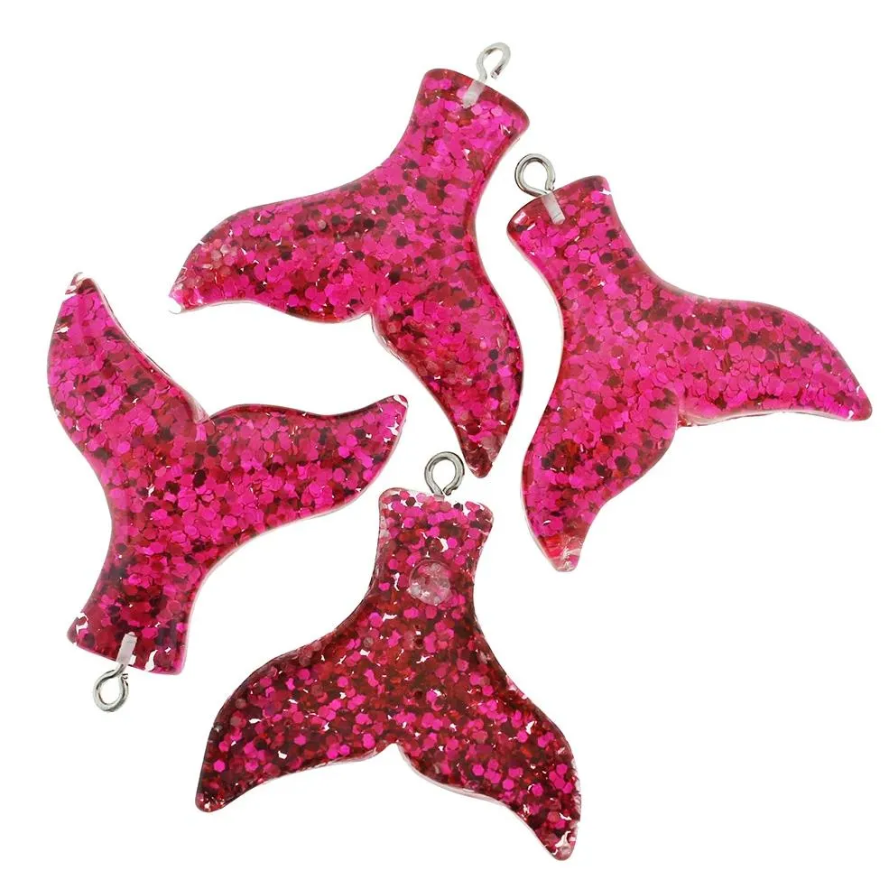 4 Mermaid Tail Resin Charms 3D - K214