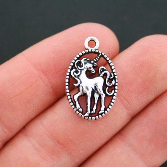 4 Unicorn Antique Silver Tone Charms - SC5406