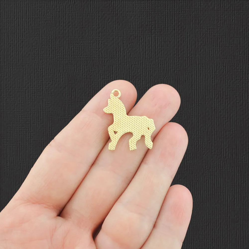 4 Unicorn Gold Tone Enamel Charms - E851