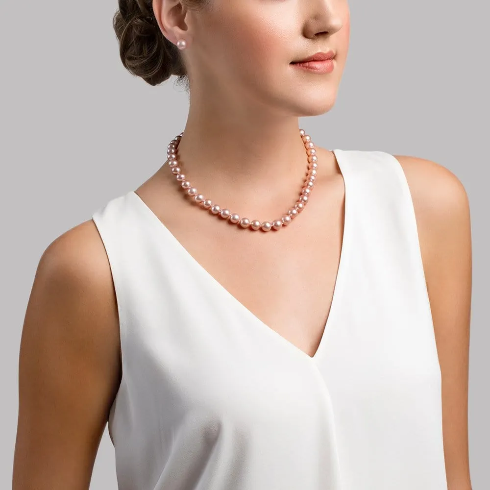 8.5-9.5mm Pink Freshwater Pearl Necklace - AAA Quality