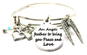 An Angel Feather To Bring You Peace And Love With Pair Of Angel Wings Expandable Bangle Bracelet Set