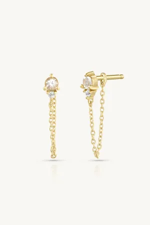 April Topaz Birthstone Gold Stud