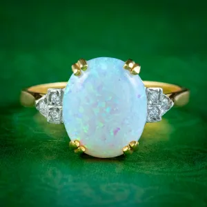 Art Deco Style Opal Cz Ring 5ct Opal