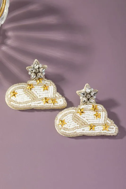 Beaded Sequins Cowboy Hat Earrings