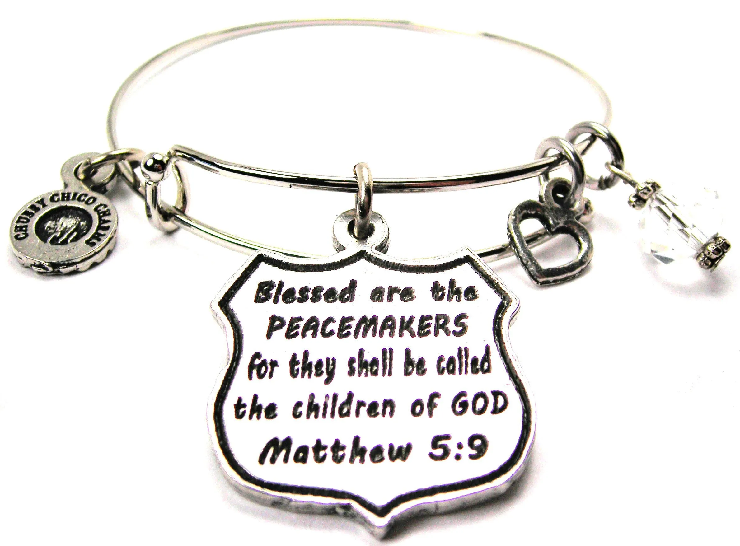 Blessed Are The Peacemakers For They Shall Be Called The Children Of God Matthew 5:9 Bangle Bracelet