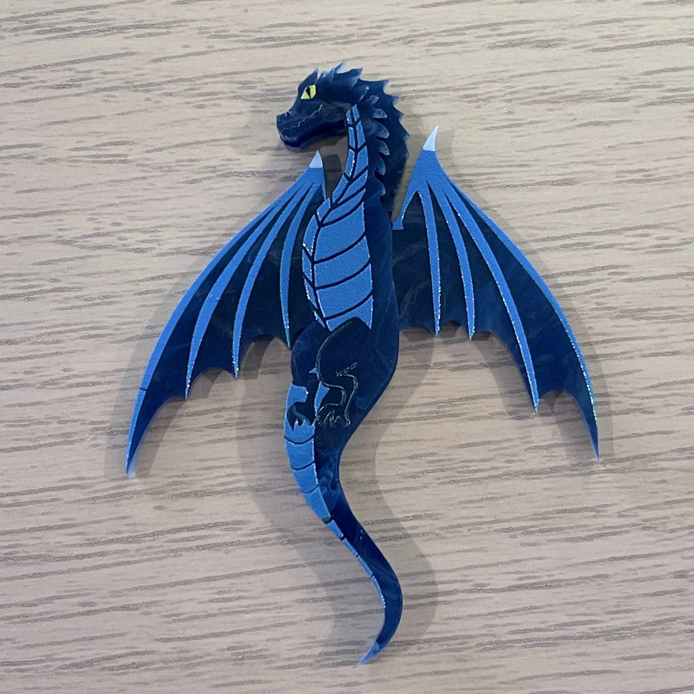 Blue Dragon - Mini Brooch - Set of 2