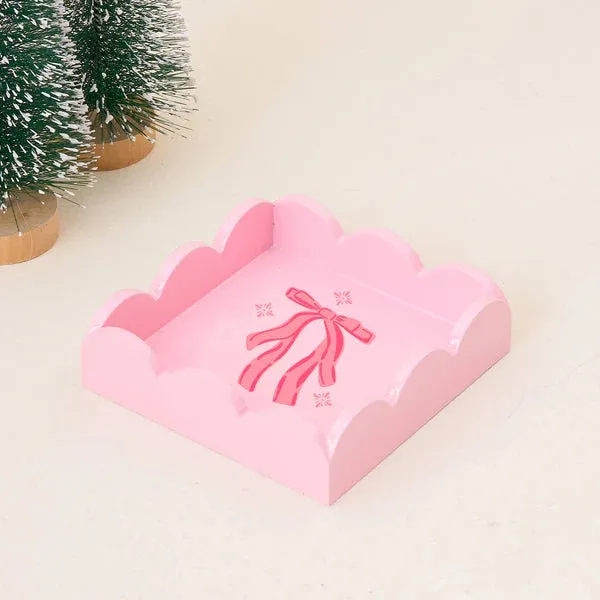 Bow Blush Scalloped Trinket Tray