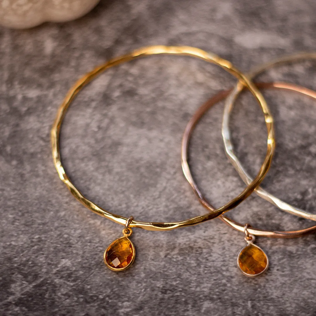 Citrine Charm Bangle | Gold - November