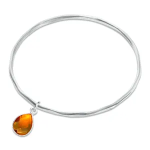 Citrine Charm Bangle | Silver - November