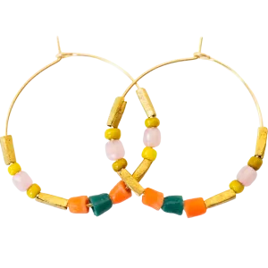 Colorful Beaded Boho Hoop Earrings