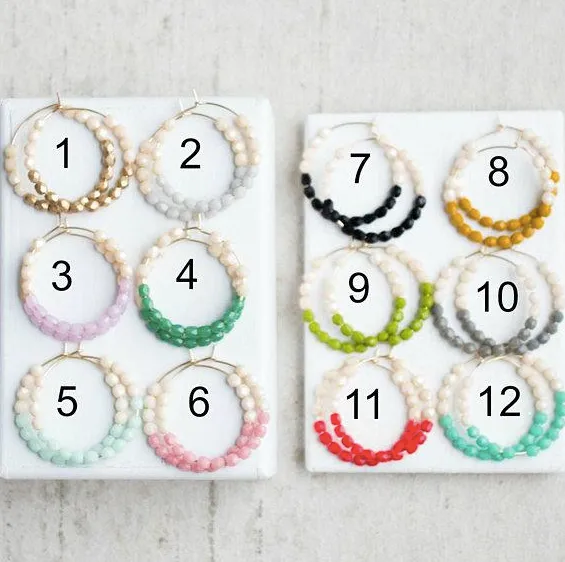 Colorful "Dipped" Beaded Hoops