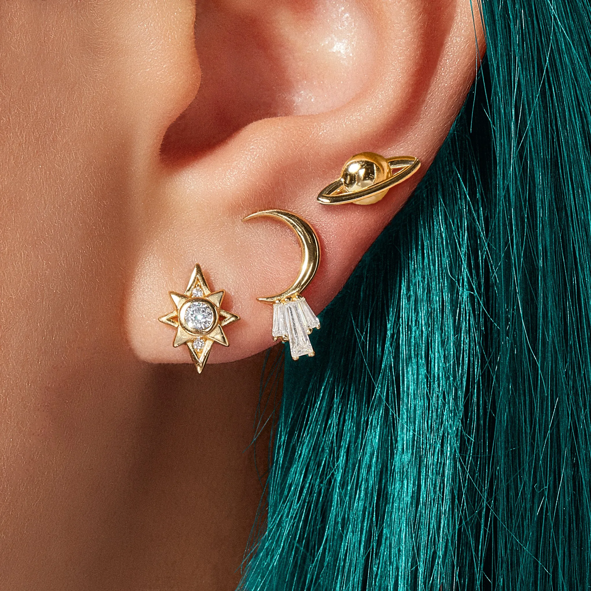 Crescent Moon Studs