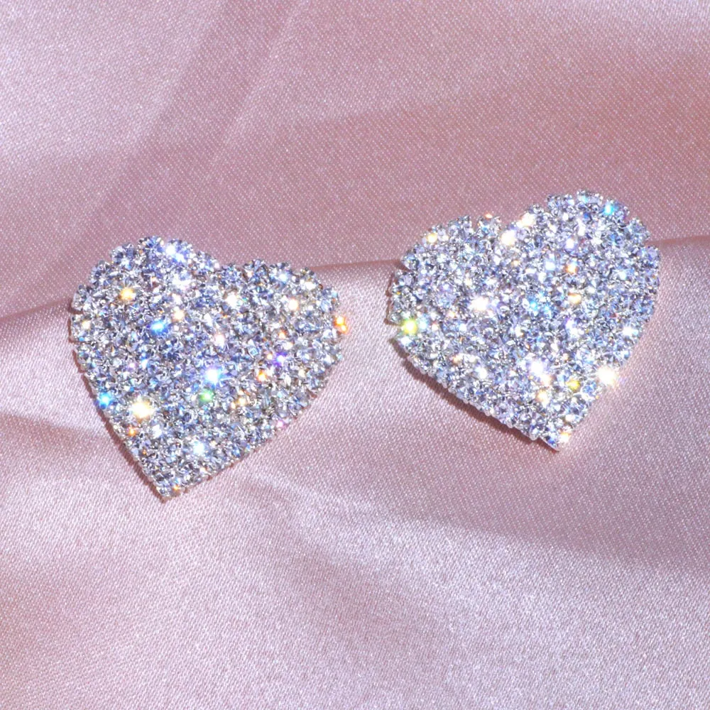 Crystal Heart Stud Earrings Fashion Earrings  Jewelry Accessory Gift