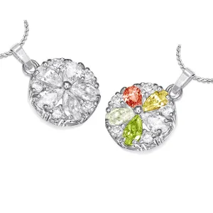 Daisy Cubic Zirconia Flower Pendant Necklace