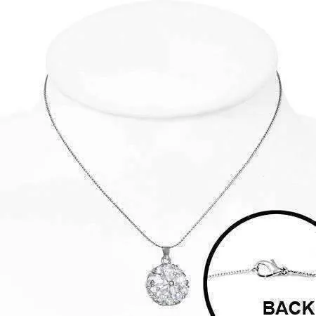 Daisy Cubic Zirconia Flower Pendant Necklace