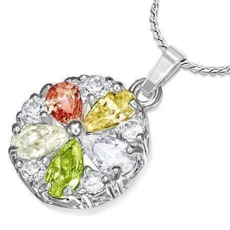 Daisy Cubic Zirconia Flower Pendant Necklace