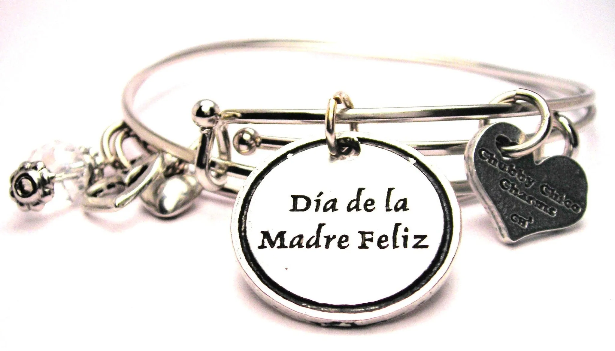 Dia De La Madre Feliz Happy Mothers Day Expandable Bangle Bracelet Set