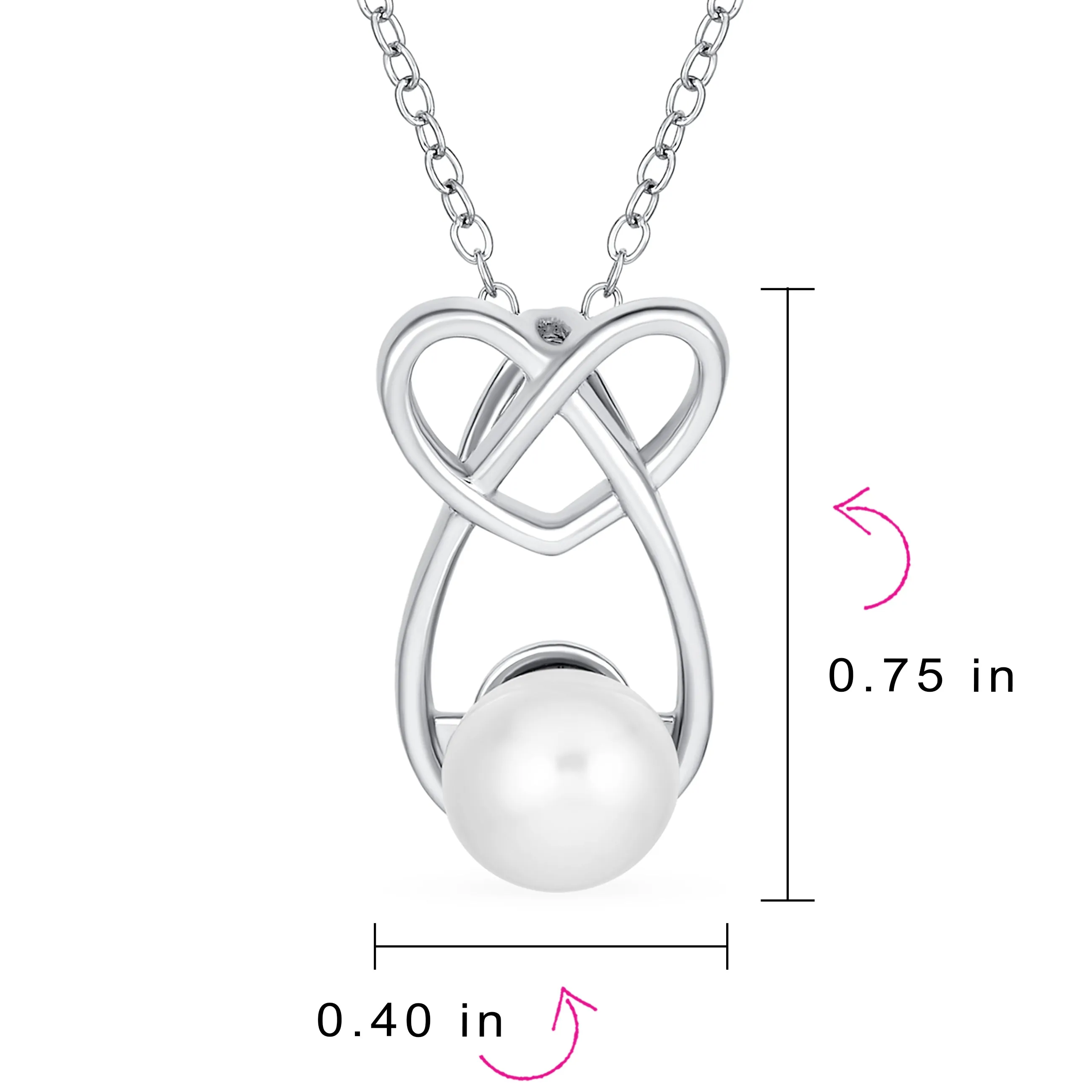 Elegant Bridal Necklace Infinity Heart Teardrop Pearl Pendant Sterling Silver 16"