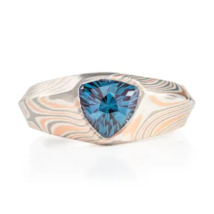 Ethereal Mokume Cathedral Set Alexandrite Ring in Embers Palette