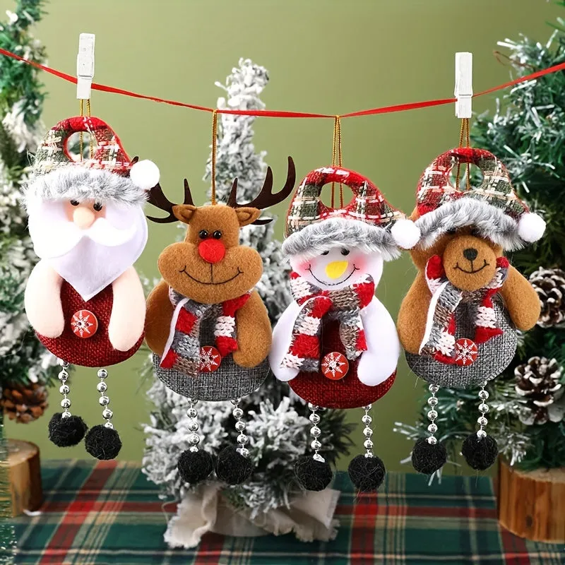 Festive Christmas Hanging Pendant Set Santa Snowman Reindeer Bear