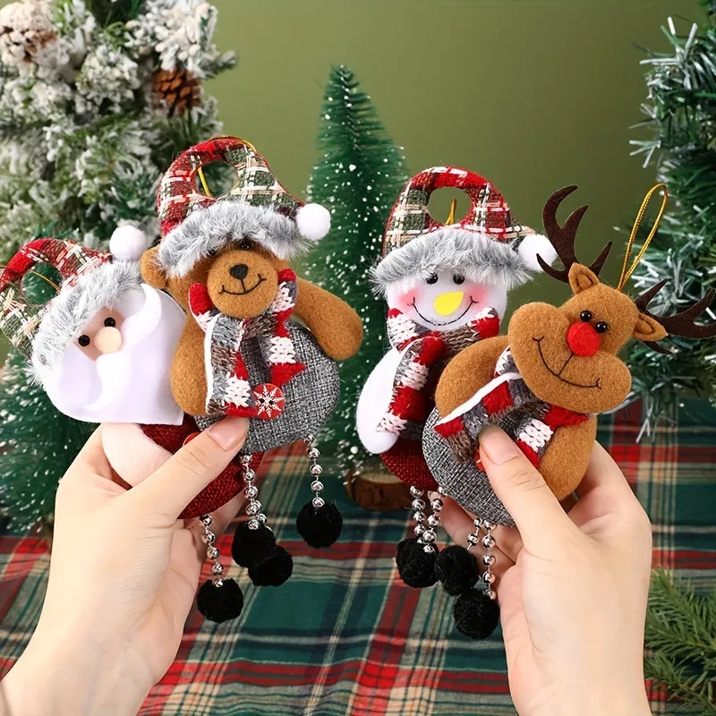 Festive Christmas Hanging Pendant Set Santa Snowman Reindeer Bear