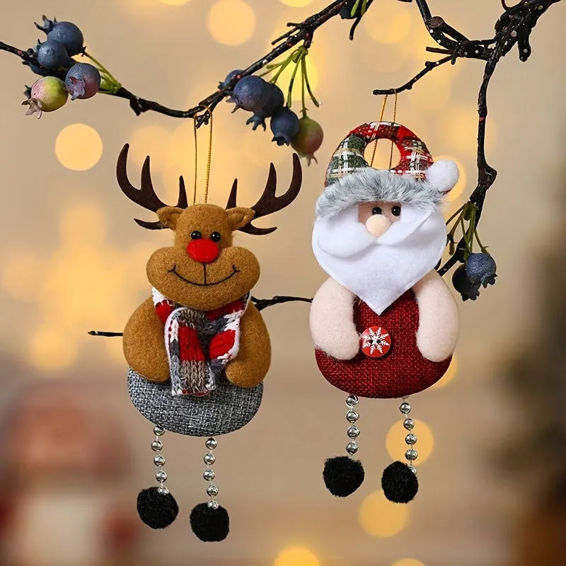 Festive Christmas Hanging Pendant Set Santa Snowman Reindeer Bear