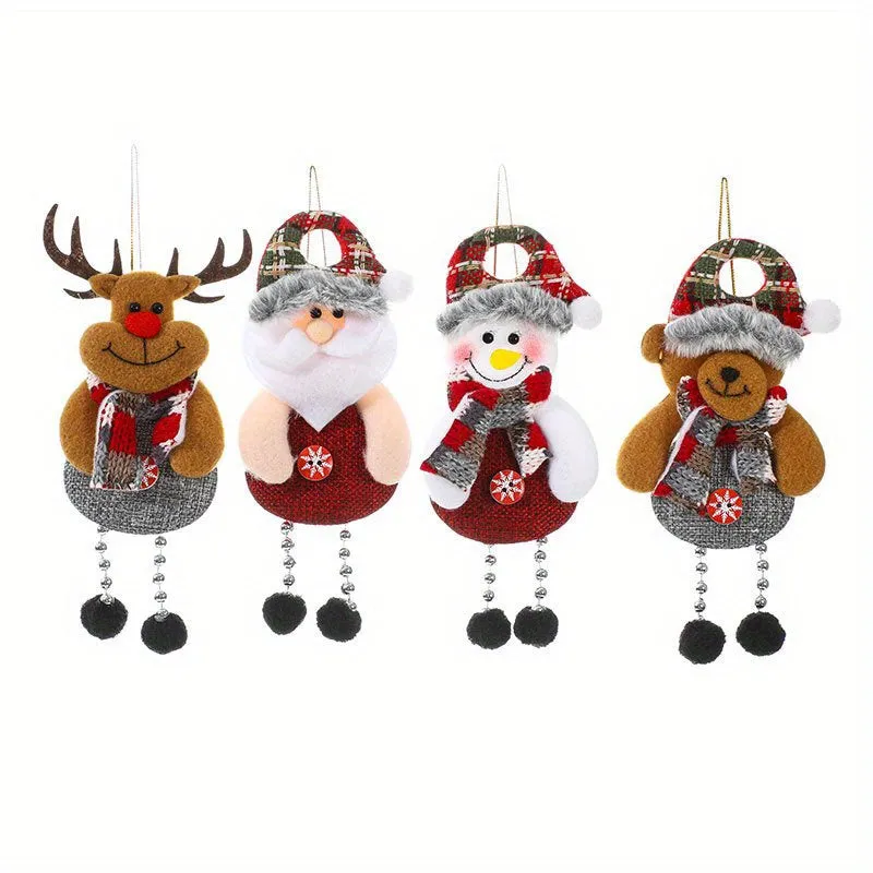 Festive Christmas Hanging Pendant Set Santa Snowman Reindeer Bear