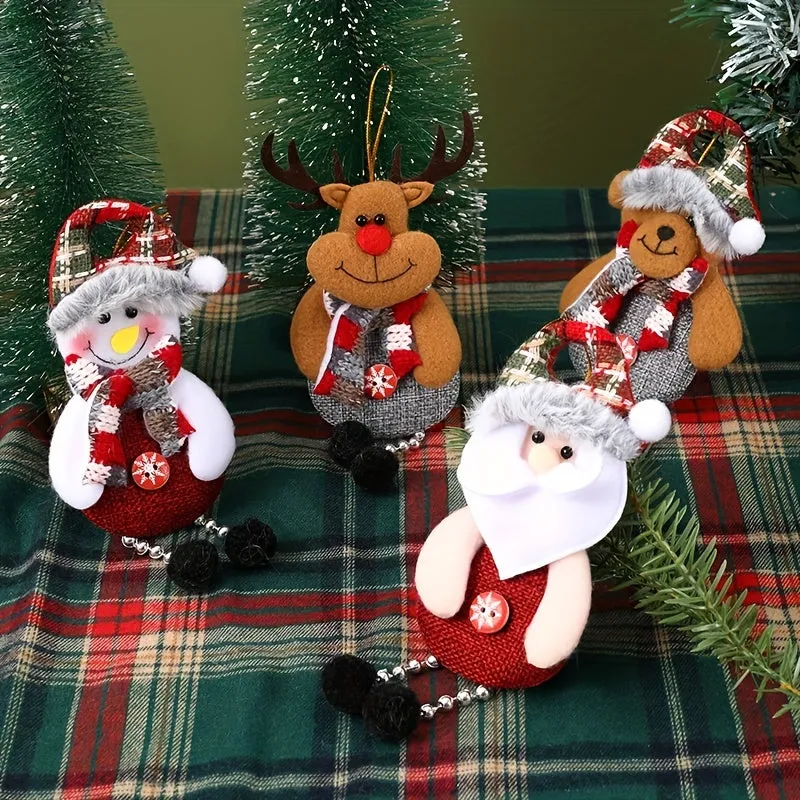 Festive Christmas Hanging Pendant Set Santa Snowman Reindeer Bear