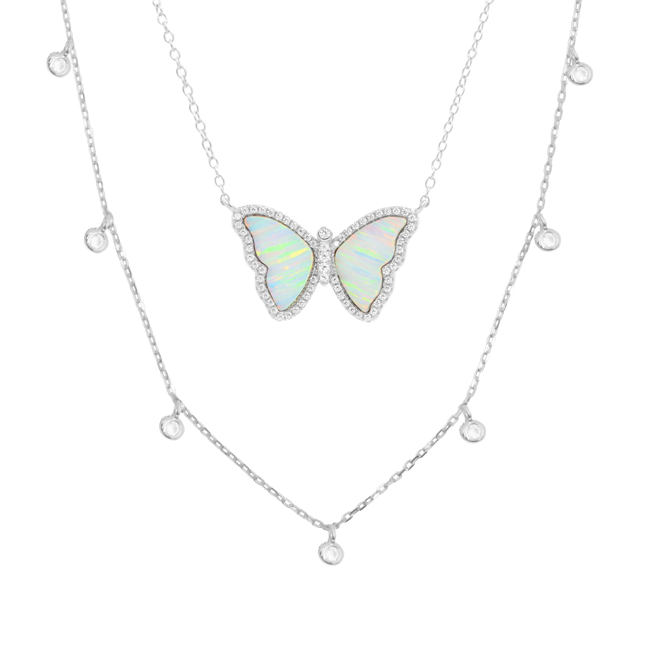 Gift Set | Opal Butterfly Necklace   Silver Choker