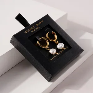 Gold Dip Hoop Pearl Earrings