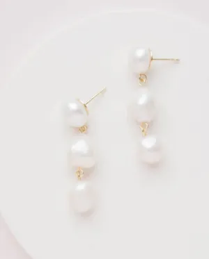 Gold Pearl Bridal Drop Earrings