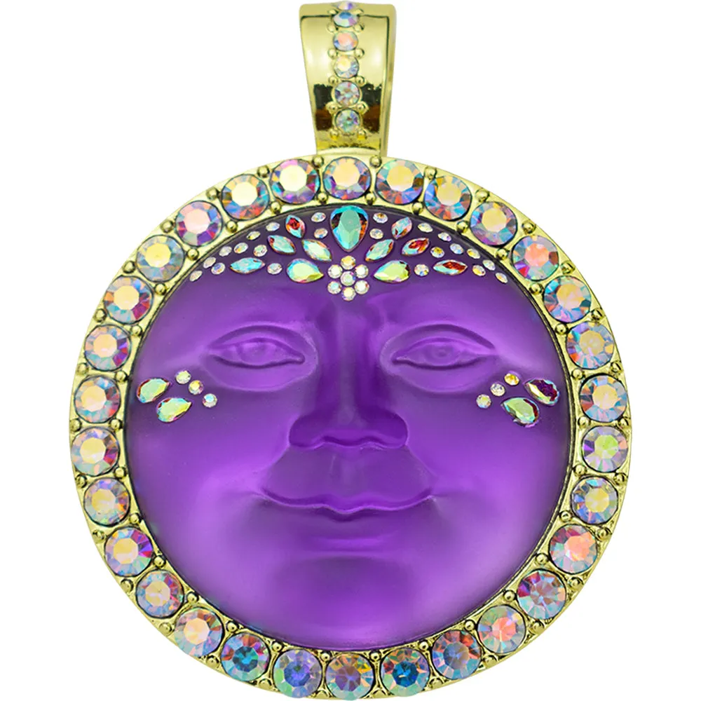 Grand Dutchess 35mm Seaview Moon Foldover Pendant (Goldtone/Twilight Purple)