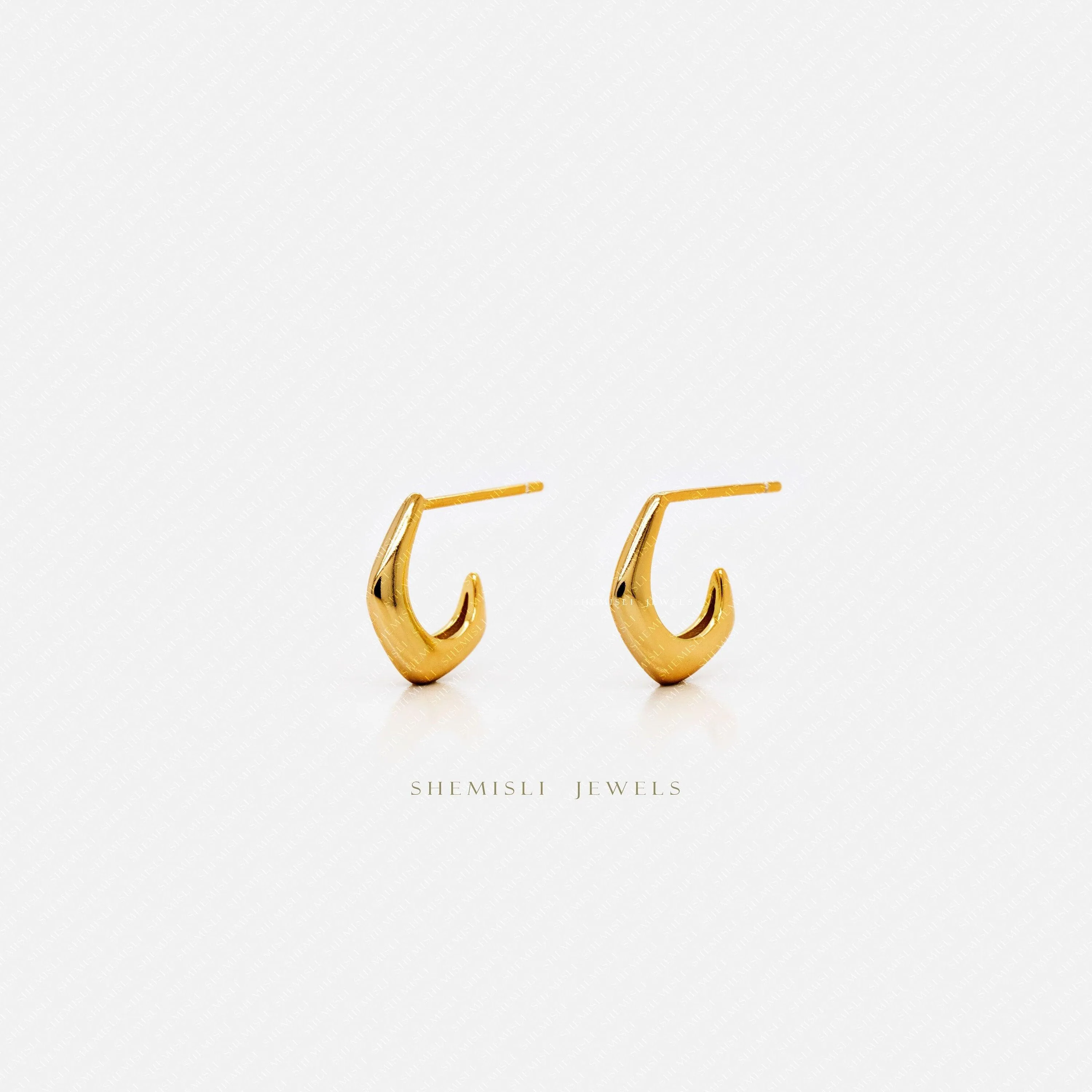 Hexagon Hoop Studs, Earrings,  Gold, Silver SHEMISLI SS004