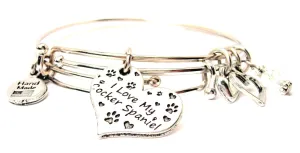 I Love My Cocker Spaniel Heart Expandable Bangle Bracelet Set