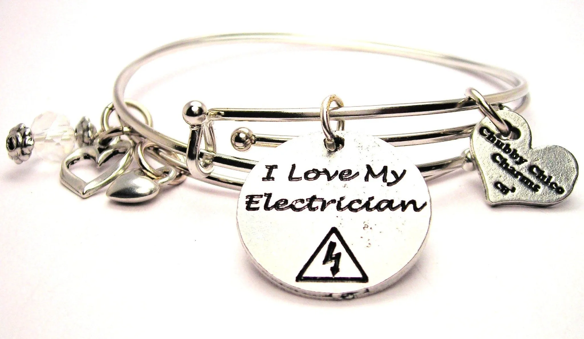 I Love My Electrician Expandable Bangle Bracelet Set