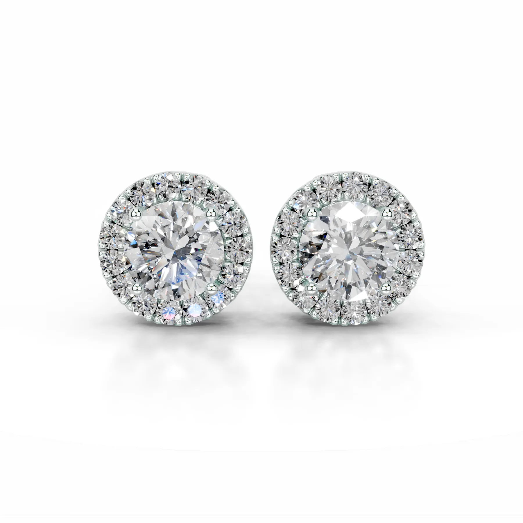 Isla Diamond Halo Earrings   (4.2 Carat) -14K White Gold