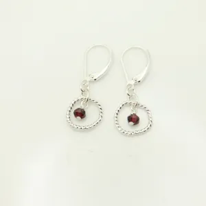 January - Garnet Birthstone Sterling Silver Earrings