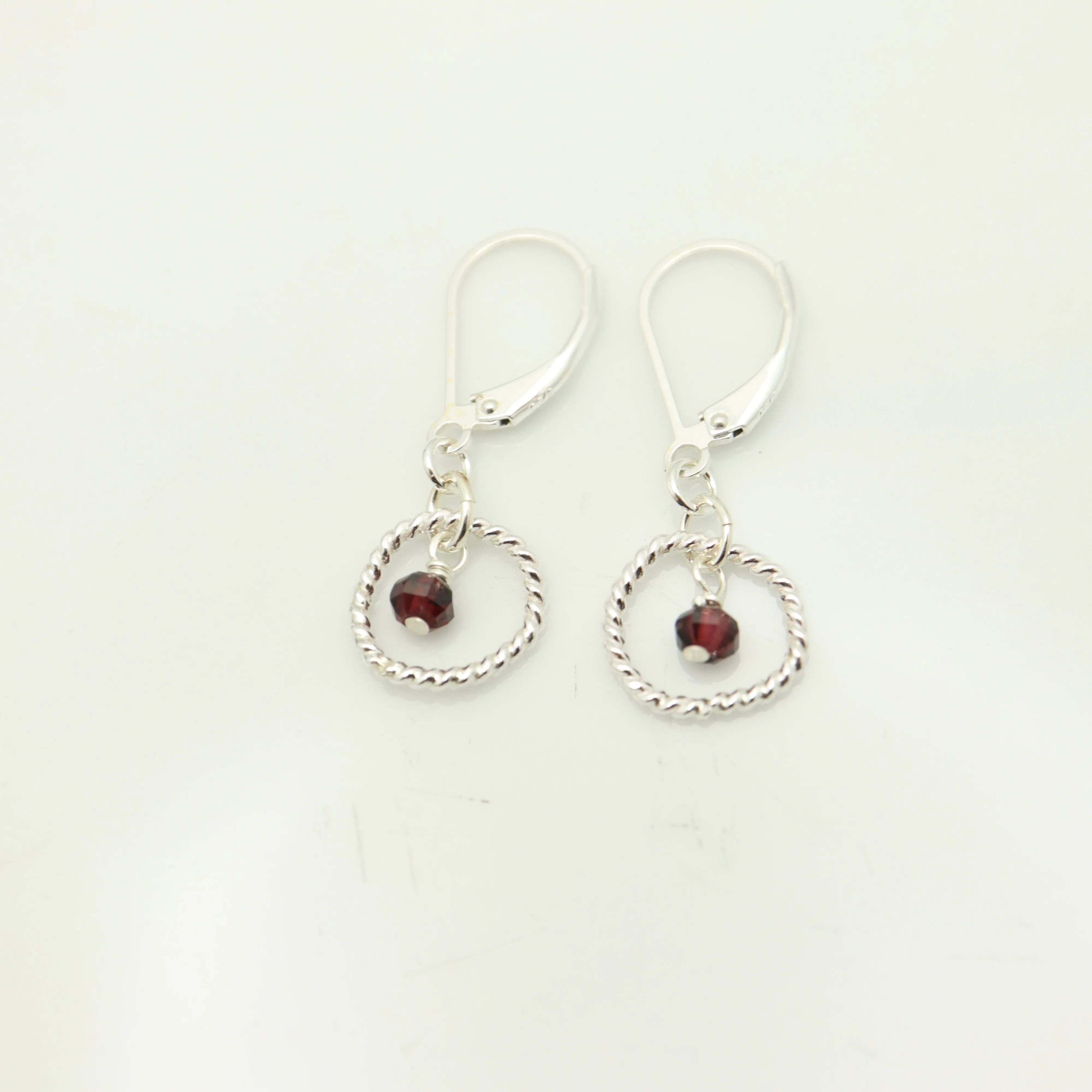 January - Garnet Birthstone Sterling Silver Earrings