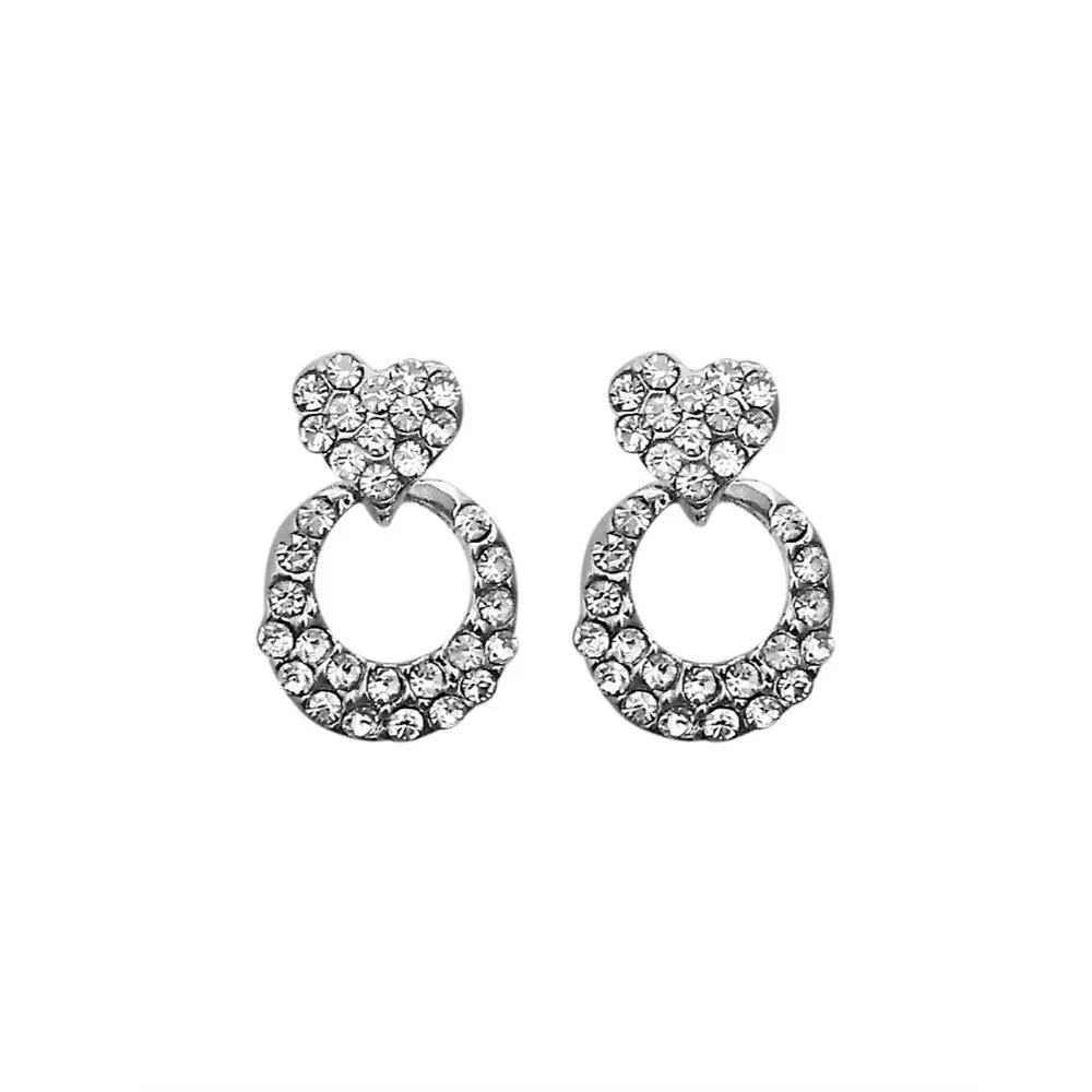 JewelMaze Austrian Stone Silver Plated Stud Earrings ( assorted design )