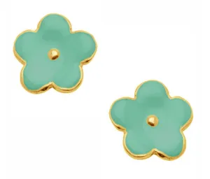 Karine Sultan Delicate Green Enamel Flower Earring Studs