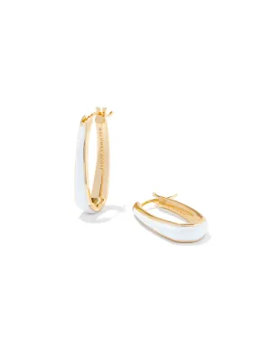 Kelsey Hoop Earrings in Gold White Enamel